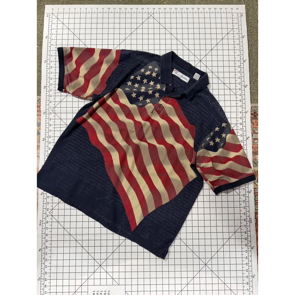 American Summer Polo Men's XL US Flag Declaration of Independence